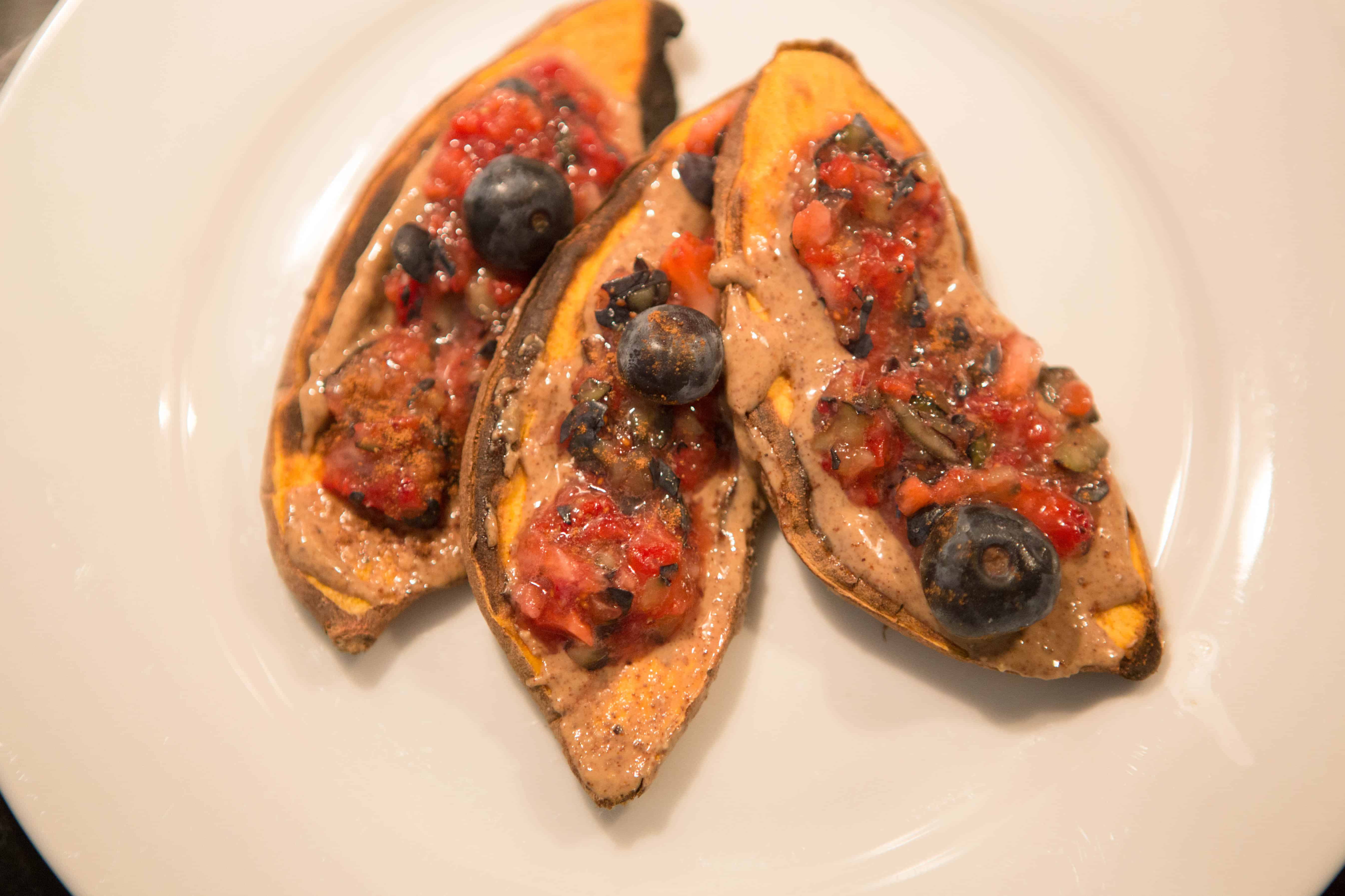 Sweet Potato Toast with almond butter and fresh fruit topping - Sweet Humble Home