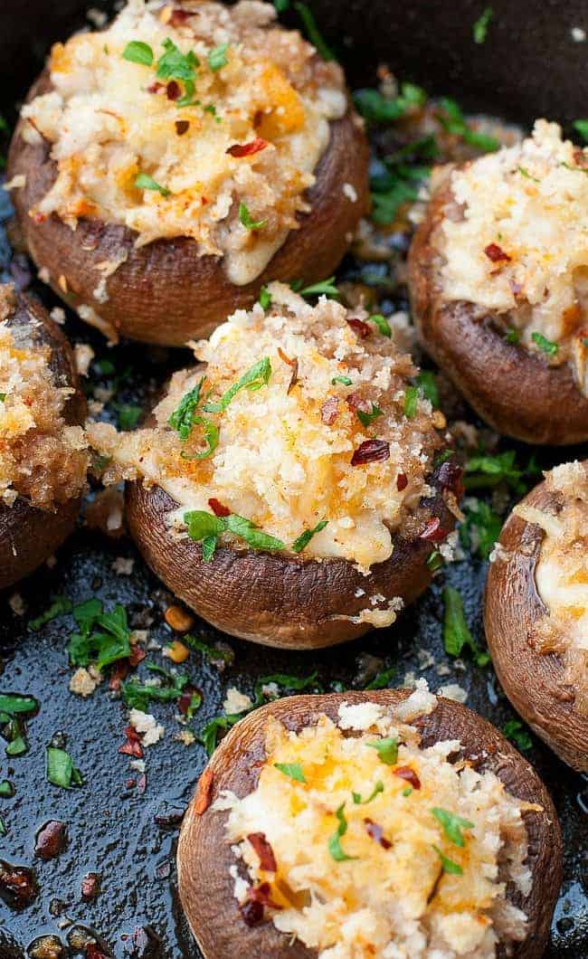 Fall Appetizer Roundup Crab Stuffed Mushrooms from Jenn at Peas and Crayons