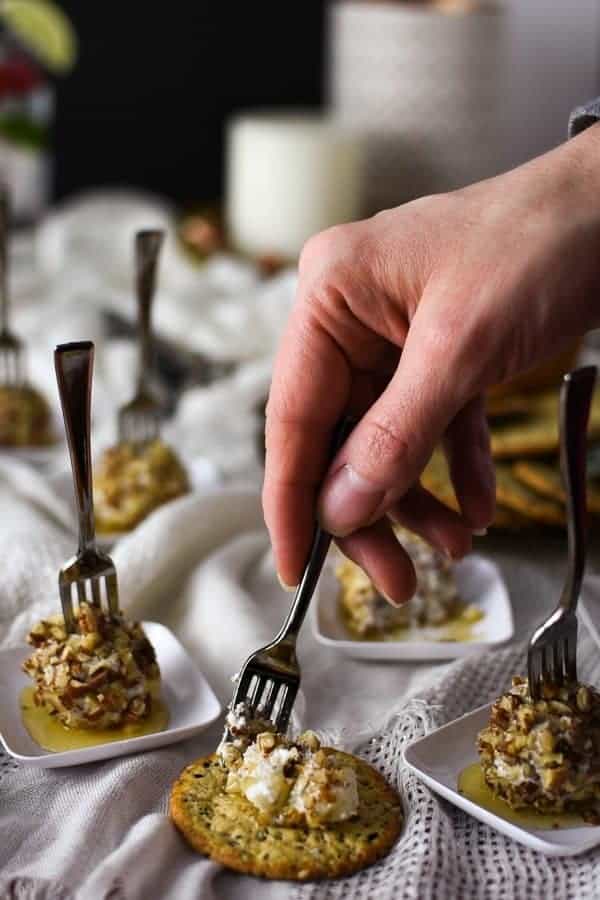 Fall Appetizer Roundup - Sweet Humble Home - Mini Pear, Pecan, and Goat Cheese Appetizers from Foodie and the Fix